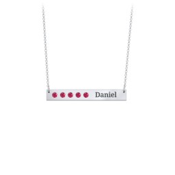 5 Engravable Birthstone Bar Necklace