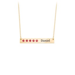 5 Engravable Birthstone Bar Necklace in 18K Gold Plated Silver with Garnet