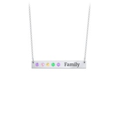 5 Engravable Birthstone Bar Necklace – 10K Yellow Gold with Amethyst, Pink Tourmaline, Citrine, and Emerald