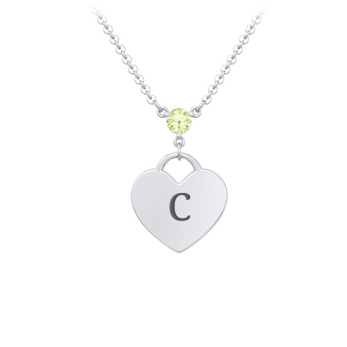 Engravable Heart Necklace with Birthstone