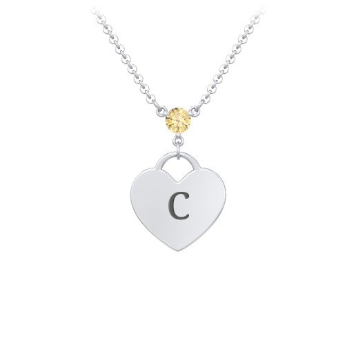 Engravable Heart Necklace with Birthstone