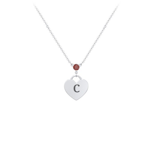 Engravable Heart Necklace with Birthstone