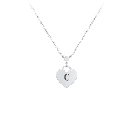Engravable Heart Necklace with Birthstone – Sterling Silver with Opal