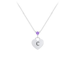Engravable Heart Necklace with Birthstone – Sterling Silver with Peridot