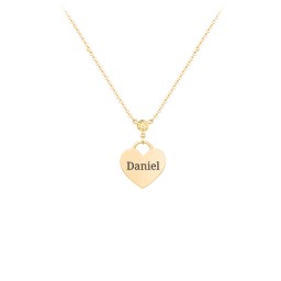 Engravable Heart Necklace with Birthstone in 10K Solid Yellow Gold with Citrine