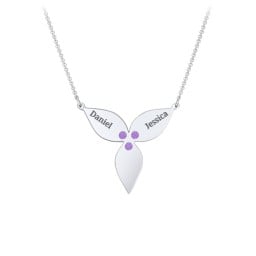 Engravable 3 Petal Flower Birthstone Necklace