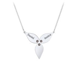Engravable 3 Petal Flower Birthstone Necklace