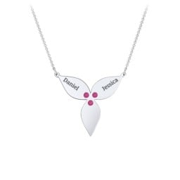 Engravable 3 Petal Flower Birthstone Necklace