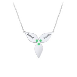 Engravable 3 Petal Flower Birthstone Necklace