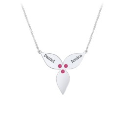 Engravable 3 Petal Flower Birthstone Necklace