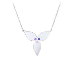 Engravable 3 Petal Flower Birthstone Necklace