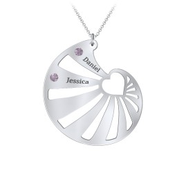 Engravable Spiral Heart Shell Birthstone Necklace