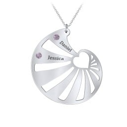 Engravable Spiral Heart Shell Birthstone Necklace
