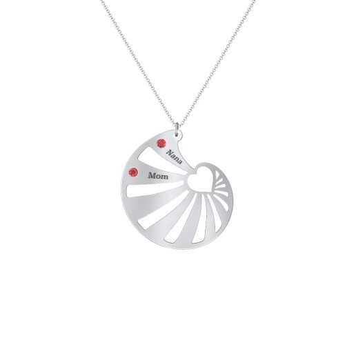 Engravable Spiral Heart Shell Birthstone Necklace