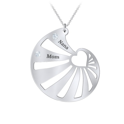 Engravable Spiral Heart Shell Birthstone Necklace – Sterling Silver with Aquamarine
