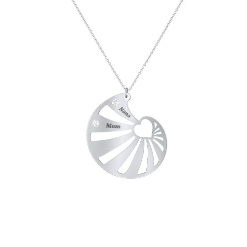 Engravable Spiral Heart Shell Birthstone Necklace – Sterling Silver with Cubic Zirconia