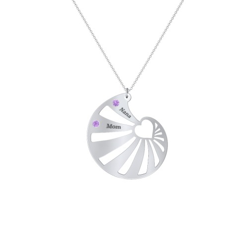 Engravable Spiral Heart Shell Birthstone Necklace – Sterling Silver with Amethyst