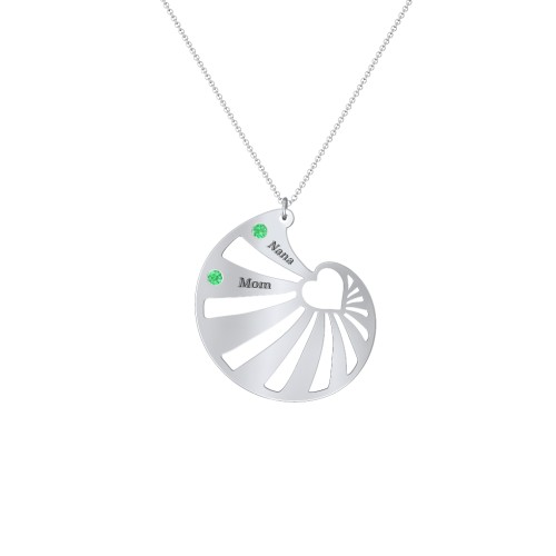 Engravable Spiral Heart Shell Birthstone Necklace – Sterling Silver with Emerald