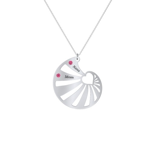 Engravable Spiral Heart Shell Birthstone Necklace – Sterling Silver with Ruby