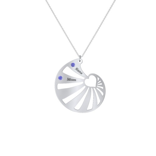 Engravable Spiral Heart Shell Birthstone Necklace – Sterling Silver with Blue Sapphire