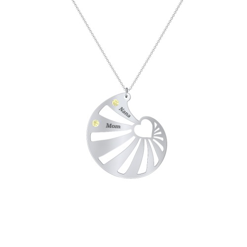 Engravable Spiral Heart Shell Birthstone Necklace – Sterling Silver with Citrine