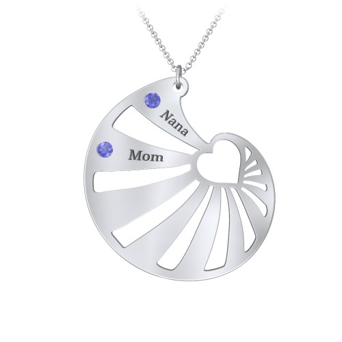 Engravable Spiral Heart Shell Birthstone Necklace – Sterling Silver with Blue Sapphire
