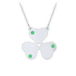 Engravable 3 Leaf Clover Birthstone Necklace