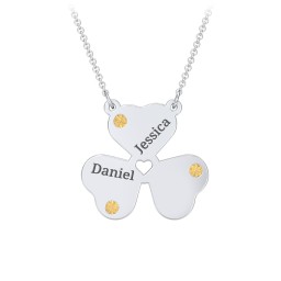 Engravable 3 Leaf Clover Birthstone Necklace