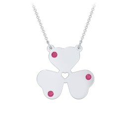 Engravable 3 Leaf Clover Birthstone Necklace