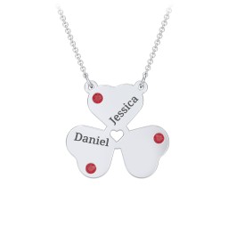 Engravable 3 Leaf Clover Birthstone Necklace in 925 Sterling Silver