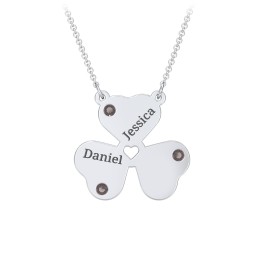 Engravable 3 Leaf Clover Birthstone Necklace in 925 Sterling Silver with Smokey Quartz