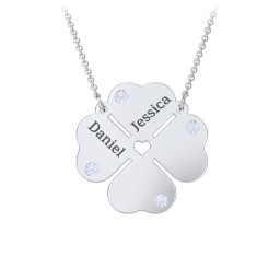 Engravable 4 Leaf Clover Birthstone Necklace