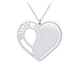 "Mom" Heart Necklace with Row of Birthstones