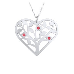 Heart Family Tree Mother's Necklace with 3-6 Birthstones in 925 Sterling Silver
