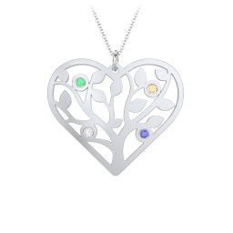 Heart Family Tree Mother's Necklace with 3-6 Birthstones