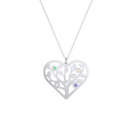 Heart Family Tree Mother's Necklace with 3-6 Birthstones