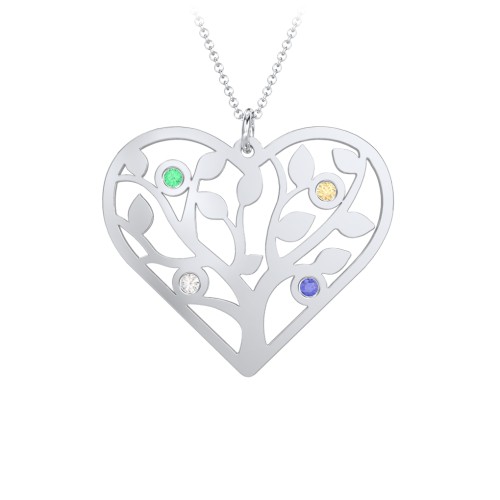 Heart Family Tree Mother's Necklace with 3-6 Birthstones