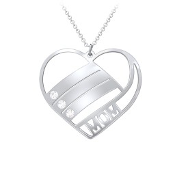 Engravable "Mom" Heart 2-5 Birthstone Necklace
