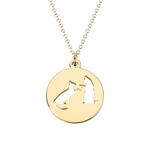 Just Kitten Around Cat Cutout Disc Necklace – 10K Yellow Gold