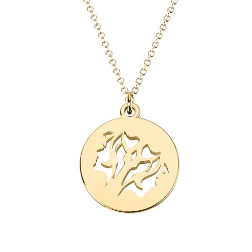 Gemini Zodiac Sign Cutout Disc Necklace – 18K Gold Plated Silver