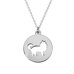 Cute Keeshond Cutout Disc Necklace – 18K Gold Plated Silver