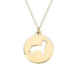 Tozkelpie Dog Cutout Disc Necklace in 18K Gold Plated Silver