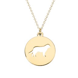 Retriever Dog Cutout Disc Necklace in 18K Gold Plated Silver