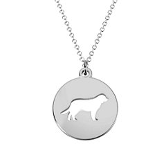 Retriever Dog Cutout Disc Necklace – Sterling Silver