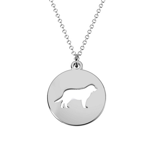 Retriever Dog Cutout Disc Necklace – Sterling Silver