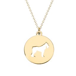 Terrier Dog Cutout Disc Necklace in 18K Gold Plated Silver