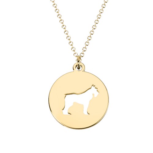 Terrier Dog Cutout Disc Necklace – 18K Gold Plated Silver