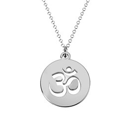 Om Symbol Cutout Disc Necklace in 925 Sterling Silver