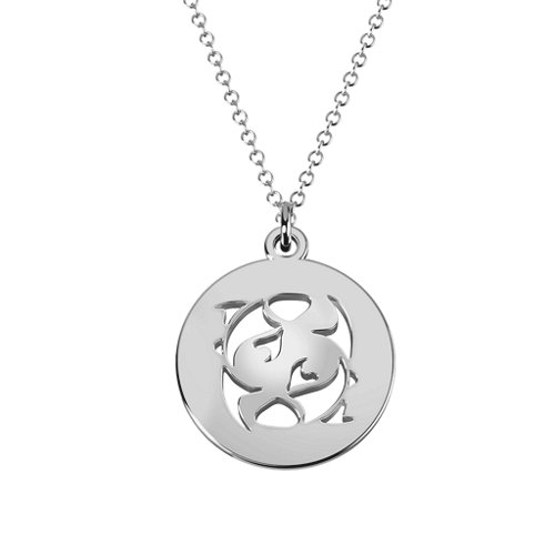 Pisces Zodiac Sign Cutout Disc Necklace – Sterling Silver