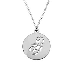 Scorpio Zodiac Sign Cutout Disc Necklace – Sterling Silver